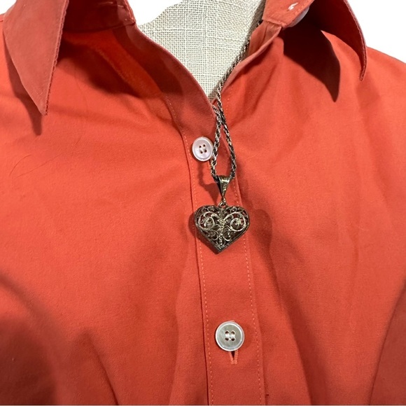 Sterling Silver Chain & Filigree Heart Pendant Necklace Marked 925 Italy 12g - Picture 2 of 7